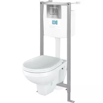 Комплект унитаза Rosa Рио с инсталляцией и клавишей хром, сиденье-микролифт