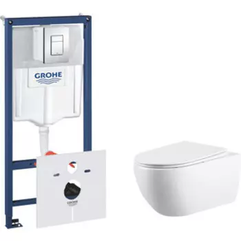 Комплект унитаза Vincea Evo Grohe с тонким сиденьем микролифт, белый (VT1-34, 38775001)