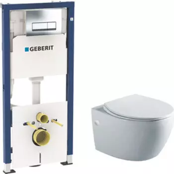 Комплект унитаза Vincea Intero с инсталляцией, кнопкой и сиденьем микролифт (VT1-21, 458.128.21.1)