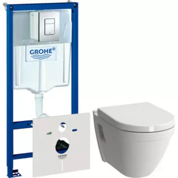 Комплект унитаза Vitra S50 с инсталляцией Grohe, кнопкой, сиденьем микролифт (7740B003-0075, 38775001, 72-003-309)