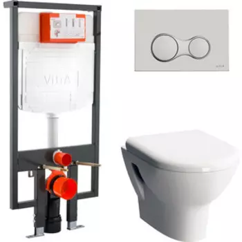 Комплект унитаза Vitra Zentrum унитаз с сиденьем микролифт + инсталляция + кнопка хром (9012B003-7206)