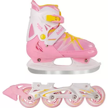 Коньки BlackAqua AS-410 2в1 (коньки+ролики), фуксия (35-38р)