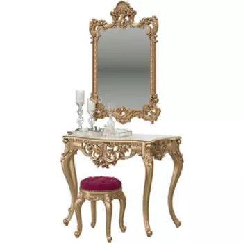Консоль Мэри Консоль КН-01 с зеркалом ЗК-02 пуф СШ-07, цвет золото