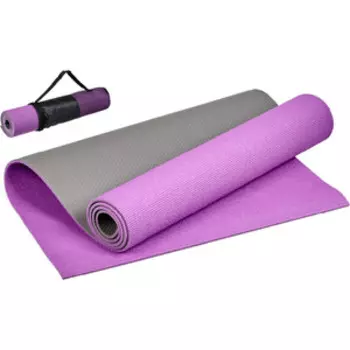 Коврик для йоги Bradex SF 0691, 183*61*0,6 см, двухслойный фиолетовый/серый с чехлом