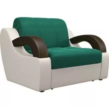 Кресло Агат Мадрид 0.8 - Velutto 33 изумрудный/беж кожзам/ коричневая накладка