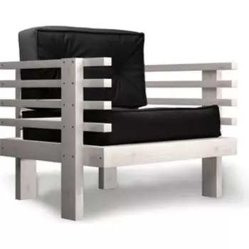 Кресло Arsko Стоун бел дуб-черный кож.зам