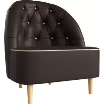 Кресло АртМебель Амиса экокожа коричневый кант бежевый