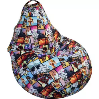 Кресло бескаркасное Mypuff Груша для геймеров GTA V размер комфорт, мебельный хлопок bbb_612