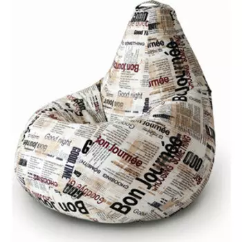 Кресло бескаркасное Mypuff Груша газета размер комфорт мебельный хлопок bbb_321