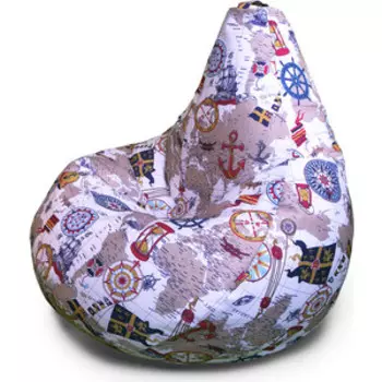 Кресло бескаркасное Mypuff Груша карта размер стандарт мебельный хлопок b_317