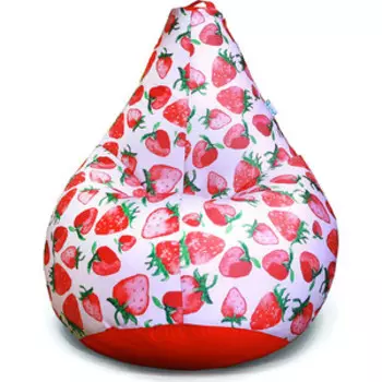 Кресло бескаркасное Mypuff Груша клубника дивная размер комфорт мебельный хлопок/оксфорд bbb_597_025