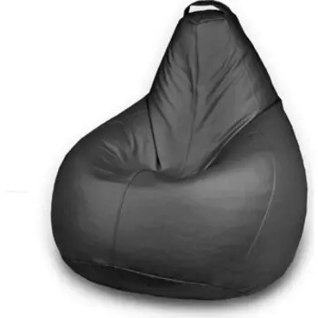 Кресло бескаркасное Mypuff Груша Отто черный размер стандарт экокожа b_057