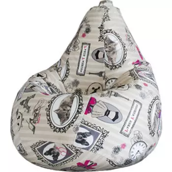 Кресло бескаркасное Mypuff Груша Париж фэшн размер компакт мебельный хлопок bm_049
