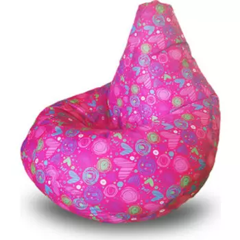 Кресло бескаркасное Mypuff Груша сердца размер компакт принтованный оксфорд bm_589