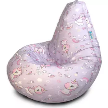 Кресло бескаркасное Mypuff Груша волшебный единорог размер компакт принтованный оксфорд bm_602