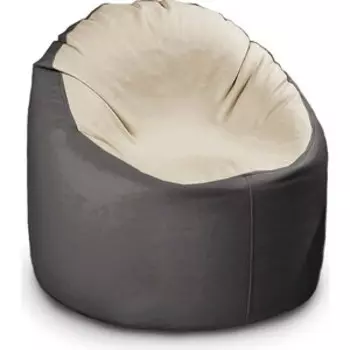 Кресло бескаркасное Mypuff Лаунж отто черный с молоком экокожа L-057-056