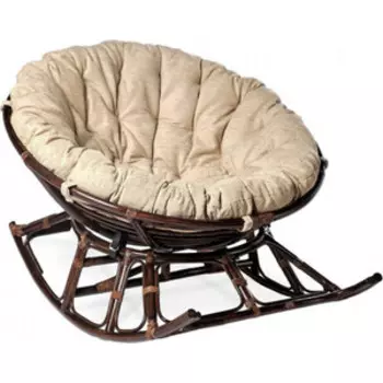 Кресло-качалка Garden story Папасан Харли D100 см на полозьях каркас коньячный/подушка бежевая НР100-МТ001