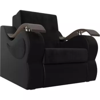 Кресло-кровать АртМебель Меркурий велюр черный экокожа черный (60)