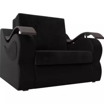 Кресло-кровать АртМебель Меркурий велюр черный экокожа черный (80)