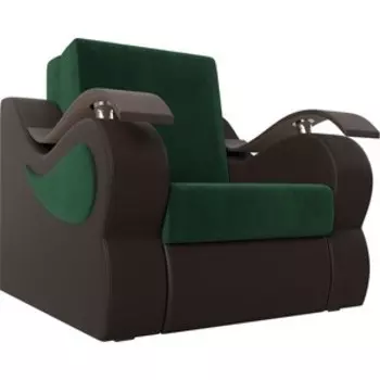 Кресло-кровать АртМебель Меркурий велюр зеленый экокожа коричневый (60)