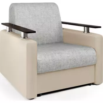 Кресло-кровать Шарм-Дизайн Шарм экокожа беж и серый шенилл