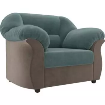 Кресло Лига Диванов Карнелла велюр бирюза/коричневый