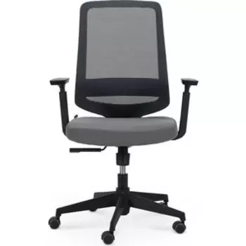 Кресло офисное NORDEN Лондон офис LB/ черный пластик/серая сетка/серая ткань