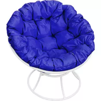 Кресло Планета про Папасан без ротанга белое, синяя подушка (12010110)