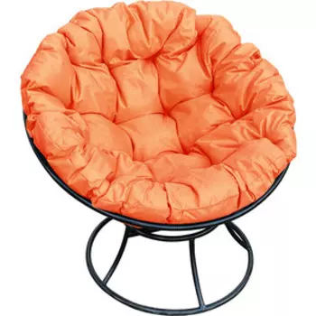 Кресло Планета про Папасан без ротанга черное, оранжевая подушка (12010407)
