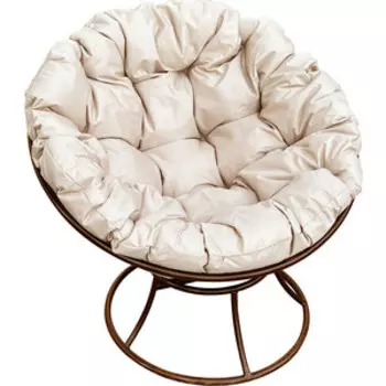 Кресло Планета про Папасан без ротанга коричневое, бежевая подушка (12010201)