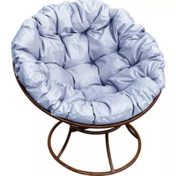 Кресло Планета про Папасан без ротанга коричневое, серая подушка (12010209)