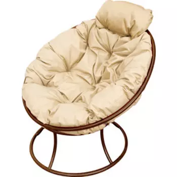 Кресло Планета про Папасан мини без ротанга коричневое, бежевая подушка (12060201)