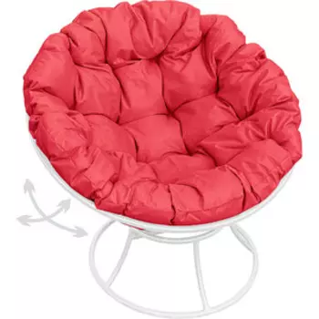 Кресло Планета про Папасан пружинка без ротанга белое, красная подушка (12040106)