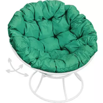 Кресло Планета про Папасан пружинка без ротанга белое, зелёная подушка (12040104)