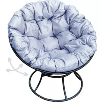 Кресло Планета про Папасан пружинка без ротанга черное, серая подушка (12040409)