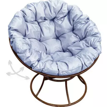 Кресло Планета про Папасан пружинка без ротанга коричневое, серая подушка (12040209)