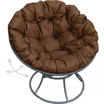 Кресло Планета про Папасан пружинка без ротанга серое, коричневая подушка (12040305)
