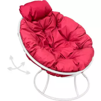 Кресло Планета про Папасан пружинка мини без ротанга белое, красная подушка (12080106)