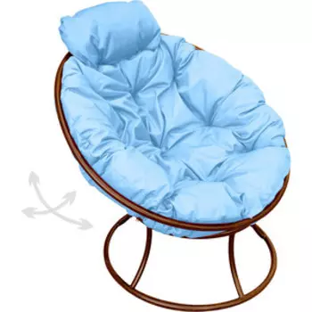 Кресло Планета про Папасан пружинка мини без ротанга коричневое, голубая подушка (12080203)
