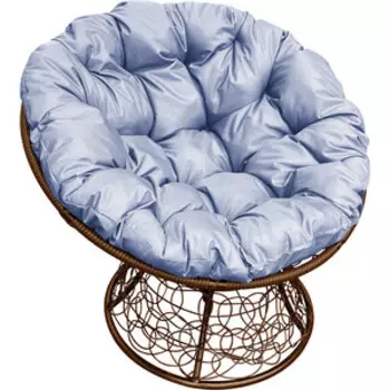 Кресло Планета про Папасан с ротангом коричневое, серая подушка (12020209)