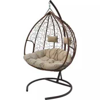 Кресло подвесное Garden story двойное Феникс бежевое, подушка бежевая (CN3423- МТКОР)