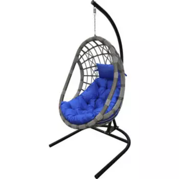 Кресло подвесное Garden story Ривьера серое, подушка синяя (D60- МТ001/1)