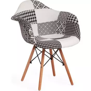 Кресло TetChair Cindy Soft (Eames) (mod. 101) дерево береза/металл/мягкое сиденье / ткань black / white (черный/белый)