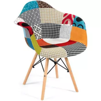 Кресло TetChair Cindy soft(Eames) (mod. 101) дерево береза/металл/мягкое сиденье/ткань мультицвет