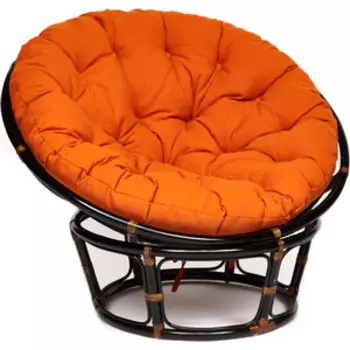 Кресло TetChair Papasan 23/01 W с подушкой Antique brown античный черно-коричневый/ткань оранжевый С23