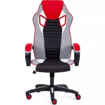 Кресло TetChair Pilot кож/зам/ткань, черный перфорированный/светло-серый/красный 36-6/06/TW-14/36-161