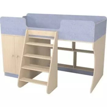 Кровать чердак со шкафом Капризун Капризун 9 (Р441-лен голубой)