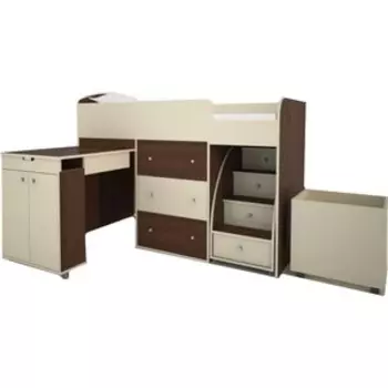 Кровать чердак Ярофф Малыш 70x160 дуб молочный/бодего темный