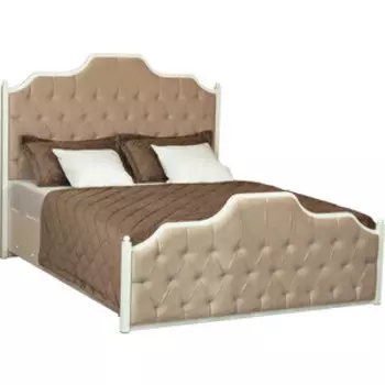 Кровать двойная ОЛМЕКО 61.08 Белла (с подъем. мех.) (белый/металл белый/ткань велюр конфетти крем) (ш.1600) (ML876880523)