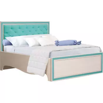 Кровать двойная с ортопедическим основанием Олимп Патрисия-4 120 вудлайн кремовый / профиль аруша венге кожа мята / ткань микровелюр минт